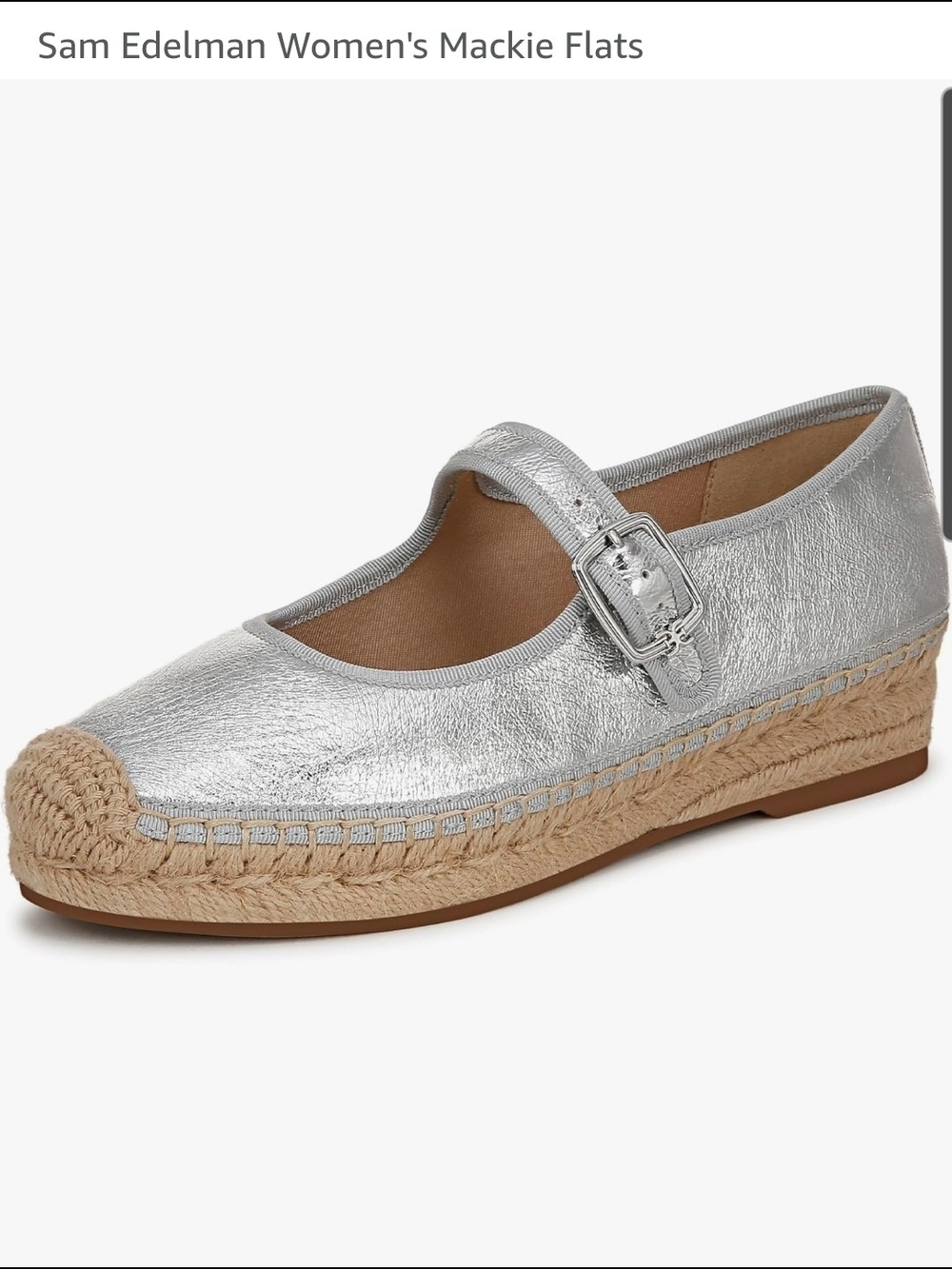 Sam Edelman Silver Mary Jane Espadrille Flats